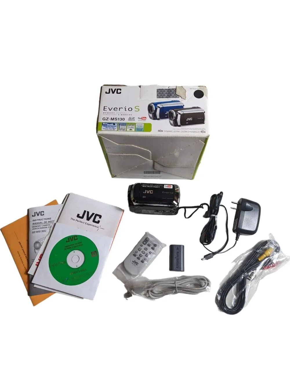 JVC Everio S GZ-MS130BU Camcorder With Battery, Charger And Accessories 40x Zoom